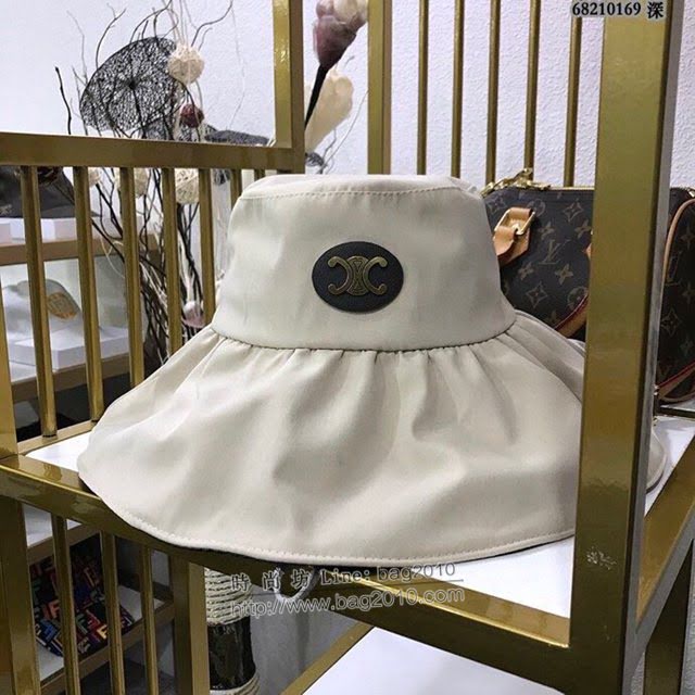 CELINE女士帽子 賽琳褶皺裙邊漁夫帽 CELINE遮陽帽  mm1044